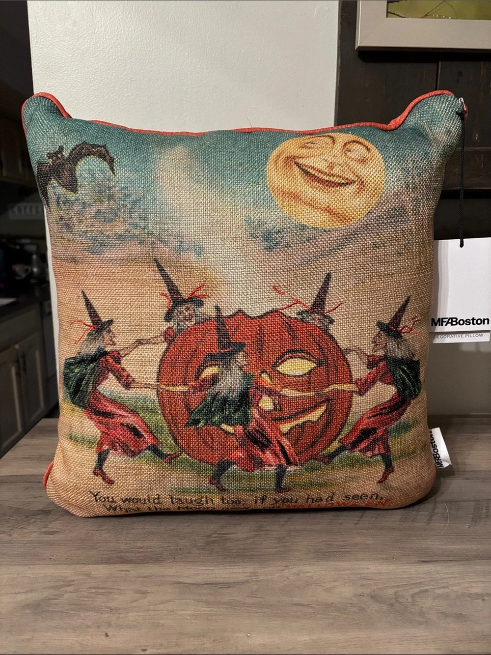 Vintage Inspired Witches Laughing 18 x 18 Halloween Throw Pillow  NEW